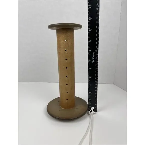 Vintage Wooden Spool Spindle Yarn Thread Wool Bobbin Wood Loom Decor 10.5 Inch - Picture 5 of 7
